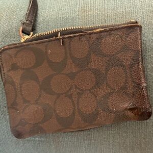 Coach Signature Brown Wristlet